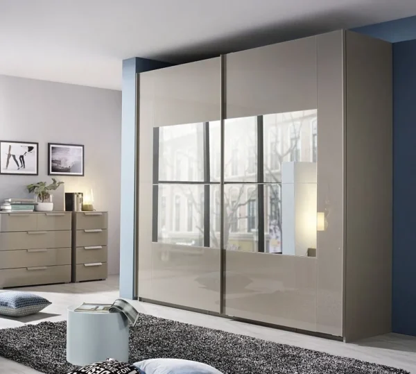 Rauch Miramar 2 Door All Mirror Sliding Wardrobe in Graphite - W 226cm