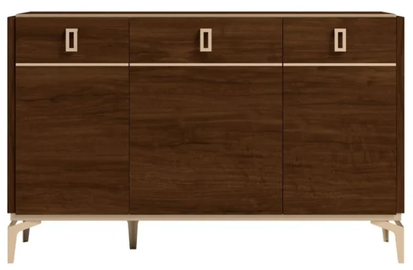 Status Eva Day Walnut Brown Italian 3 Door Buffet Medium Sideboard