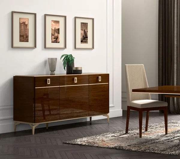 Status Eva Day Walnut Brown Italian 3 Door Buffet Medium Sideboard - Image 2