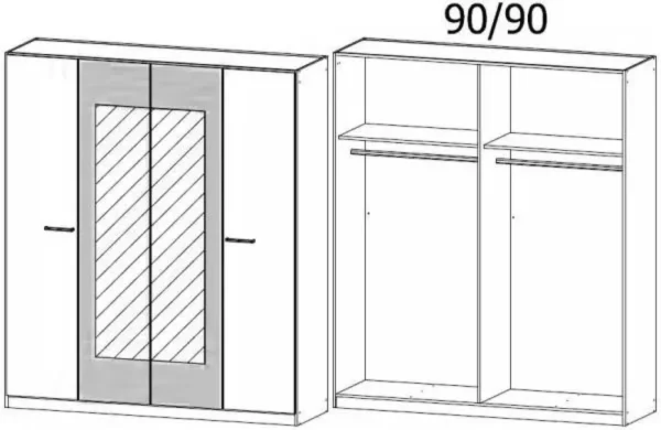 Rauch Borba 4 Door Wardrobe in Grey - 181cm - Image 3