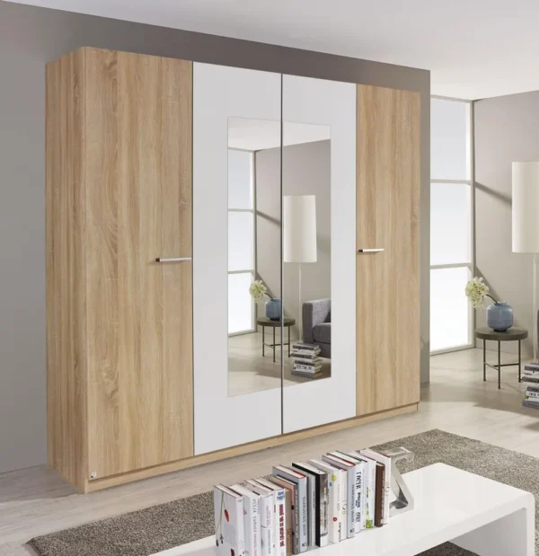 Rauch Borba 4 Door Wardrobe in Oak and White - 181cm