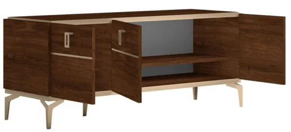 Status Eva Day Walnut Brown Italian 3 Door TV Unit - Image 2