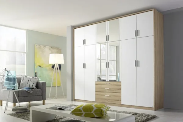 Rauch Hildesheim Extra 12 Door Combi Wardrobe in Oak and White - W 275cm