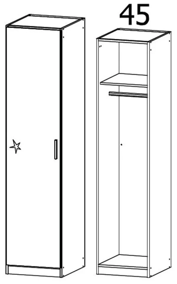 Rauch Celle 1 Door White Gloss Wardrobe LH - 47cm - Image 2