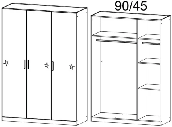 Rauch Celle 3 Door White Gloss Wardrobe - 136cm - Image 2