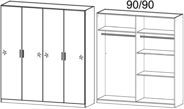 Rauch Celle 4 Door White Gloss Wardrobe - 181cm - Image 2