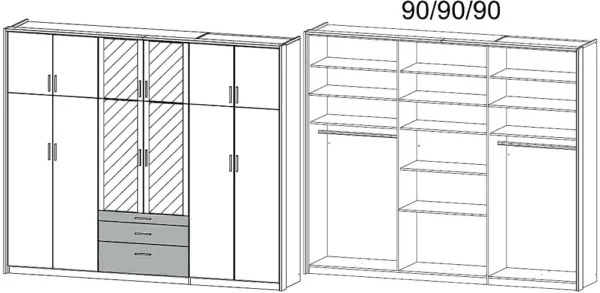 Rauch Hildesheim Extra 12 Door Combi Wardrobe in Oak and White - W 275cm - Image 2