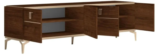 Status Eva Day Walnut Brown Italian 4 Door TV Unit - Image 2