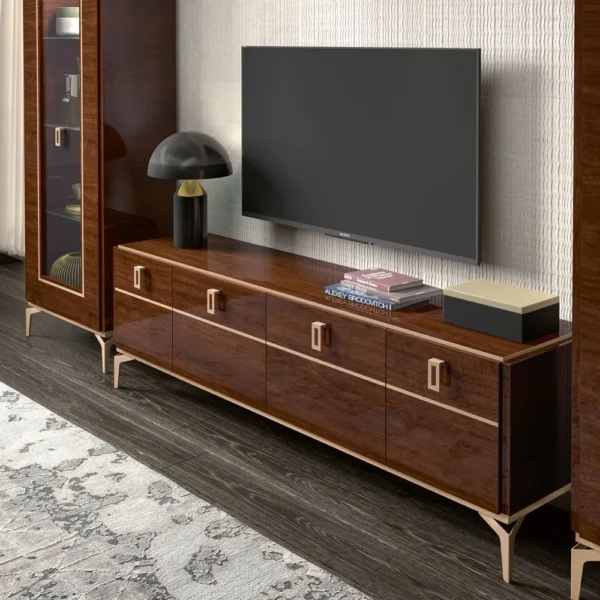 Status Eva Day Walnut Brown Italian 4 Door TV Unit - Image 3