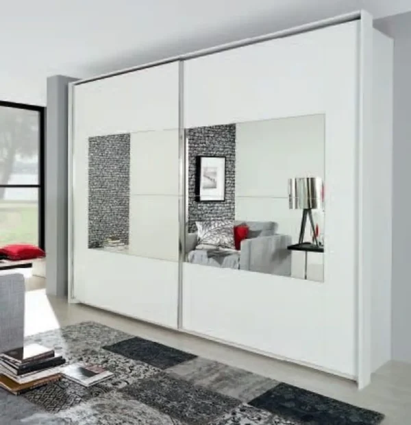 Rauch Xtend 2 Door Mirror Sliding Wardrobe in White - W 271cm