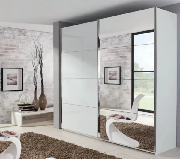 Rauch Xtend 2 Door Mirror Sliding Wardrobe in White - W 226cm