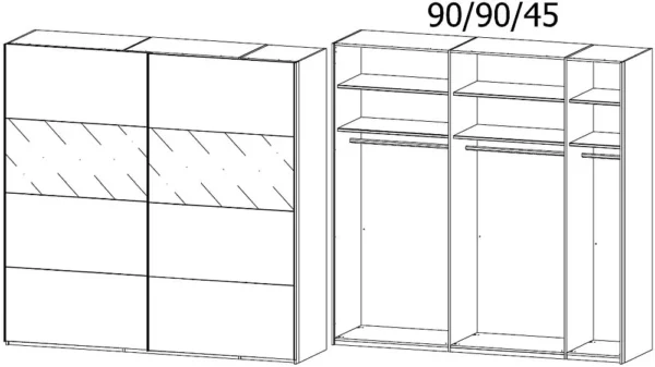 Rauch Xtend 2 Door Sliding Wardrobe in Graphite and Basalt Glass - W 226cm - Image 2