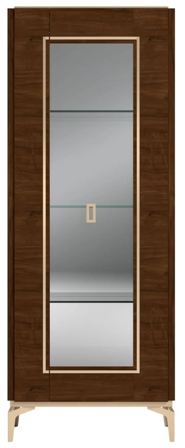 Status Eva Day Walnut Brown Italian 1 Glass Door Vitrine with LED Light