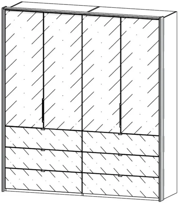 Rauch Erimo 4 Door Folding Wardrobe in White Glass - W 204cm - Image 2