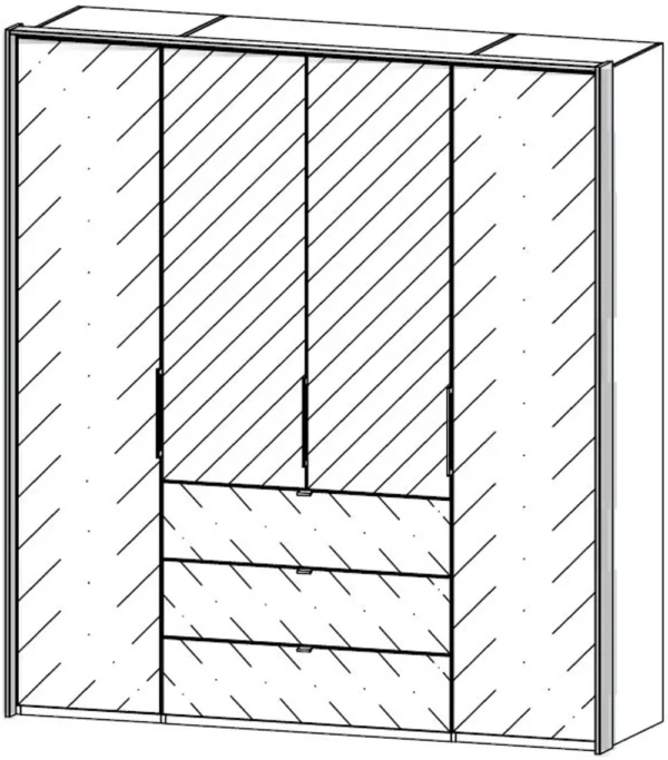 Rauch Erimo 4 Door Combi Folding Wardrobe in White Glass - W 204cm - Image 2
