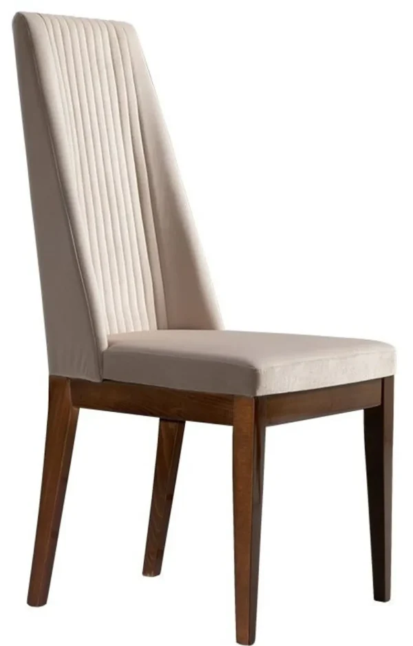 Status Eva Day Walnut Brown Italian Beige Velvet Fabric Dining Chair (Sold in Pairs)