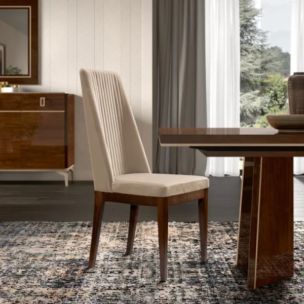 Status Eva Day Walnut Brown Italian Beige Velvet Fabric Dining Chair (Sold in Pairs) - Image 2