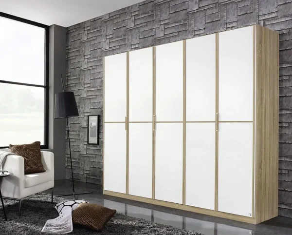 Rauch Essensa 5 Door Wardrobe in Oak and White - W 226cm