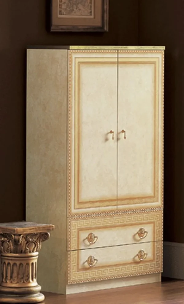 Camel Aida Ivory Italian 2 Door 2 Drawer Double Wardrobe