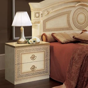 Camel Aida Ivory Italian 2 Drawer Bedside Cabinet