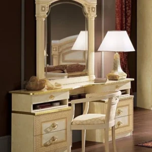 Camel Aida Ivory Italian Double Pedestal Dressing Table