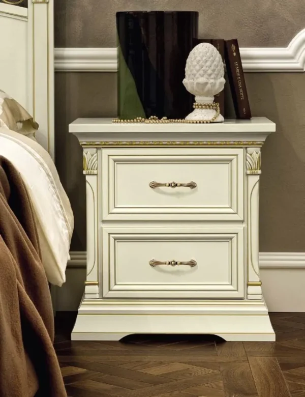 Camel Treviso White Ash Italian 2 Drawer Bedside Cabinet