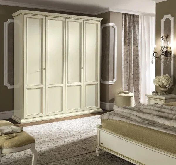Camel Treviso White Ash Italian 4 Door Wardrobe