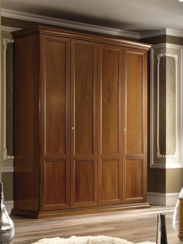 Camel Treviso Cherry Wood Italian 4 Door Wardrobe