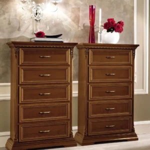 Camel Treviso Cherry Wood Italian 5 Drawer Midi Chest