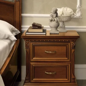 Camel Treviso Cherry Wood Italian 2 Drawer Bedside Cabinet
