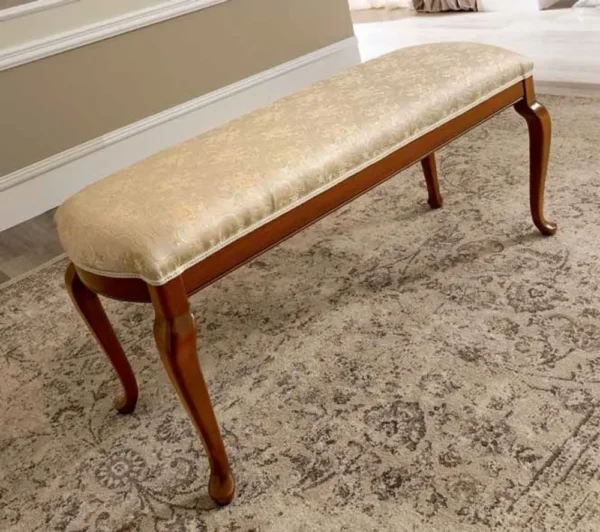 Camel Treviso Cherry Wood Italian Padded Bench