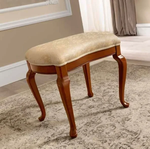 Camel Treviso Cherry Wood Italian Padded Dressing Stool