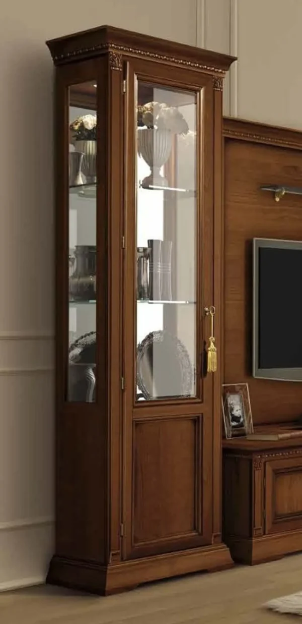 Camel Treviso Cherry Wood Italian 1 Door Display Cabinet - LHF