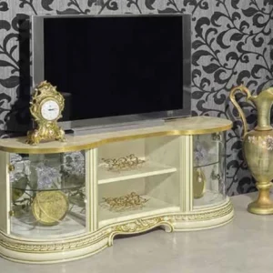 Camel Leonardo Ivory Gloss and Gold Italian TV Unit