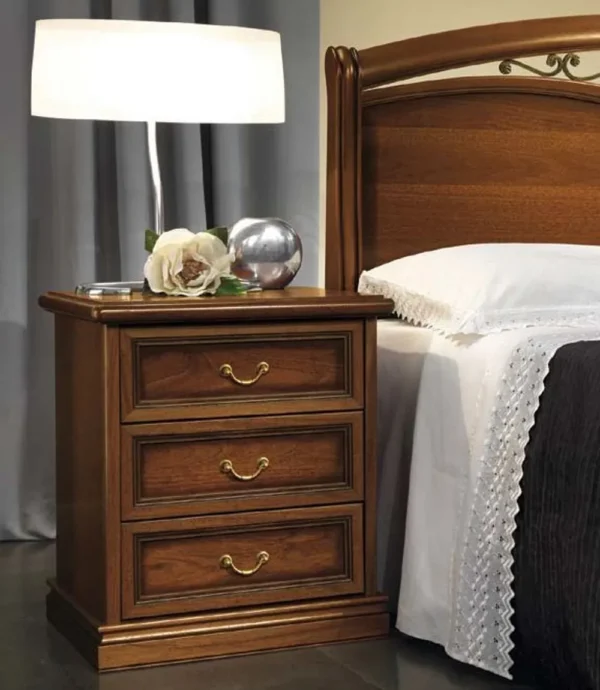 Camel Nostalgia Walnut Italian 3 Drawer Bedside Cabinet
