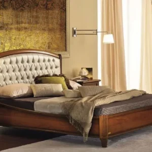 Camel Nostalgia Walnut Italian Curvo Capitonne 6ft Queen Size Bed