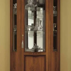 Camel Nostalgia Walnut Italian Corner Display Cabinet