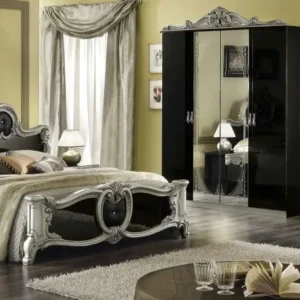 Camel Barocco Black Italian Bedroom Set with King Size Bed