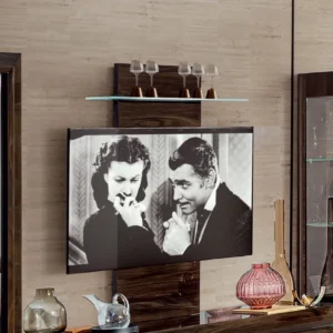 Modum Elite Patrician Walnut Italian TV Wall Panel with Glass Shelf