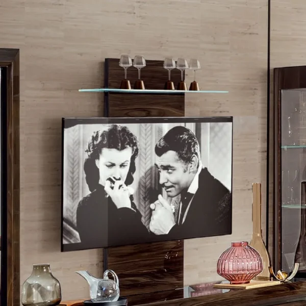 Modum Elite Patrician Walnut Italian TV Wall Panel with Glass Shelf