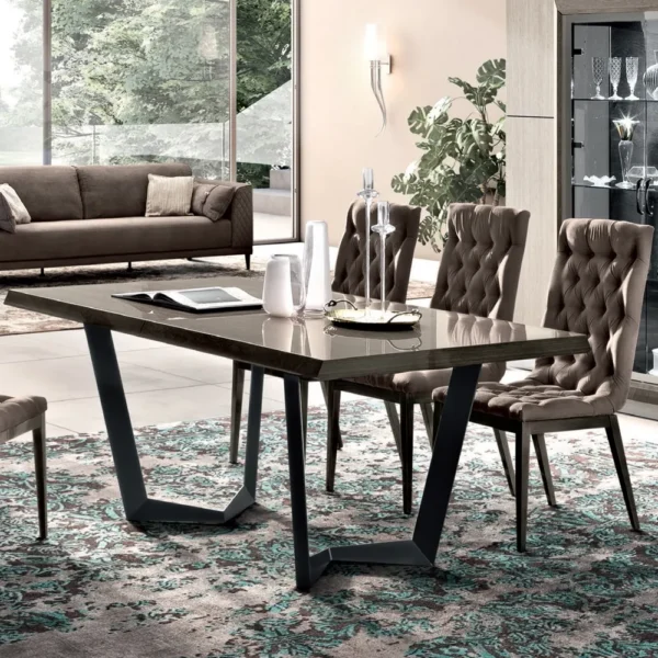 Modum Elite Silver Birch Italian Extending Dining Set with Capitonne Dining Chairs