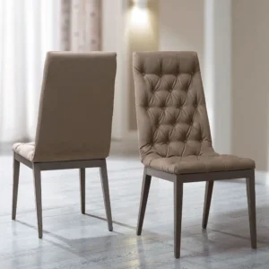 Modum Platinum Italian Silver Nabuk Upholstered Capitonne Dining Chair