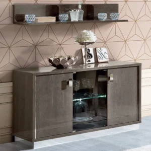 Modum Platinum Italian Silver Slim Medium Buffet Sideboard