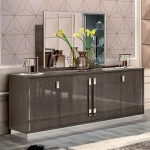 Modum Platinum Italian Silver Slim Large Buffet Sideboard
