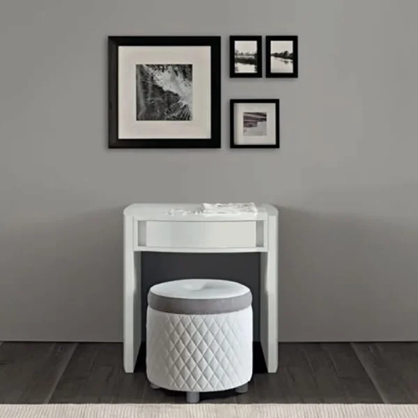 Modum Dama Bianca White Italian Single Pedestal Dressing Table