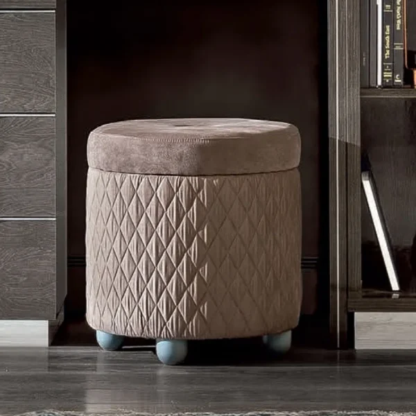 Modum Platinum Italian Taupe Round Pouff