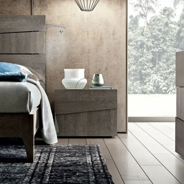 Modum Tekno Silver Birch Italian 2 Drawer Bedside Cabinet