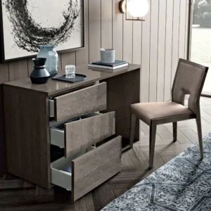 Modum Tekno Silver Birch Italian Single Pedestal Dressing Table