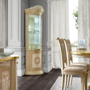 Camel Aida Ivory Italian Corner Dispaly Cabinet