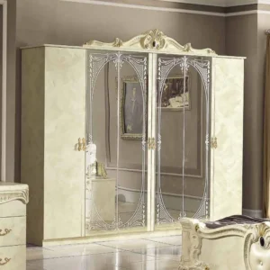 Camel Barocco Ivory Italian 6 Door Wardrobe with Mirrors